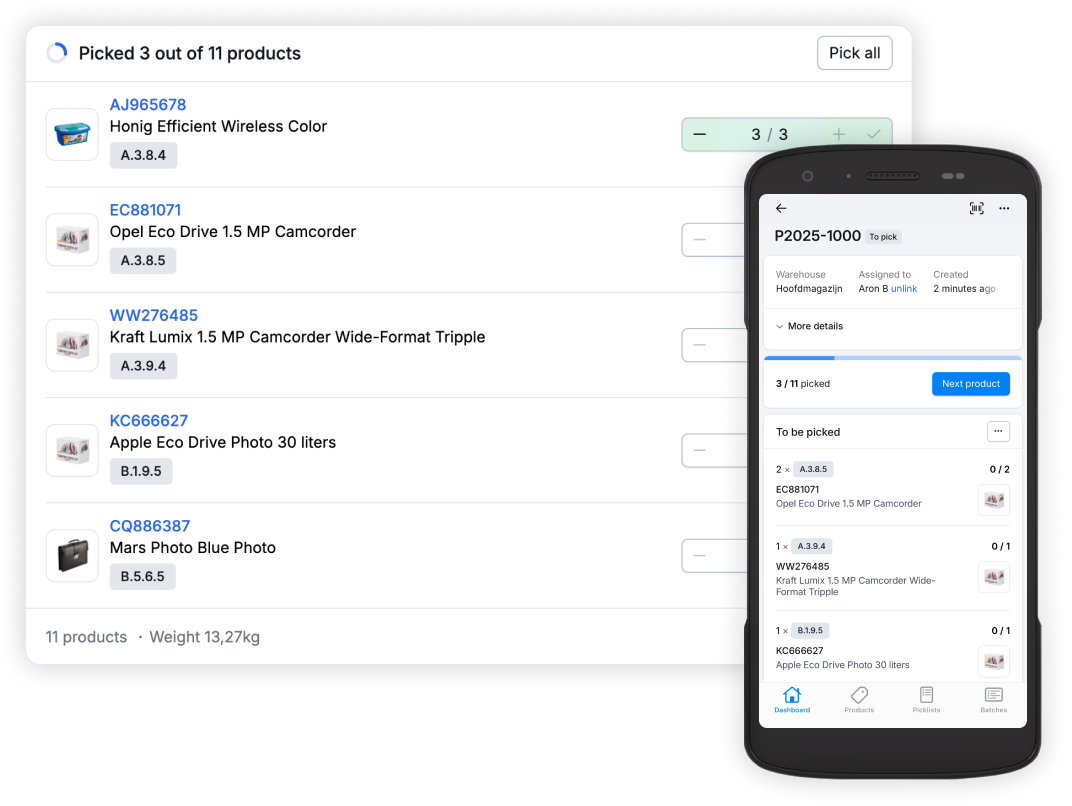 Picqer warehouse software screenshot